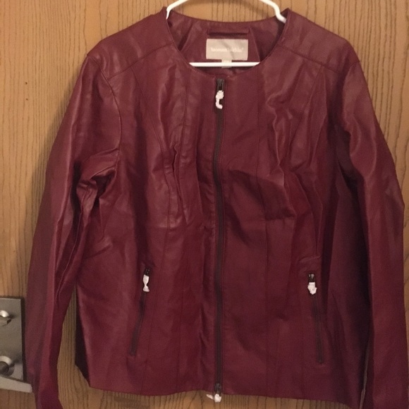 COPY - WOMAN within red burgundy leather jacket 20w new never worn - Picture 1 of 4